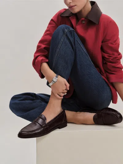 Reformation Kaylee Loafer In Dark Chocolate Croc