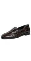Reformation Kaylee Loafers Dark Chocolate Croc In Brown