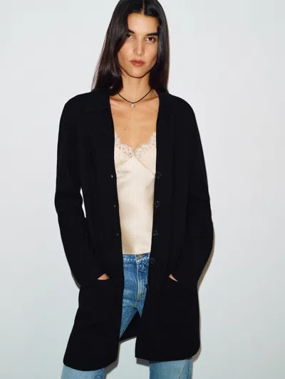 Reformation Kellie Regenerative Merino Sweater Jacket Black Large