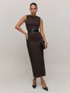 Reformation Kendi Denim Midi Dress In Mole