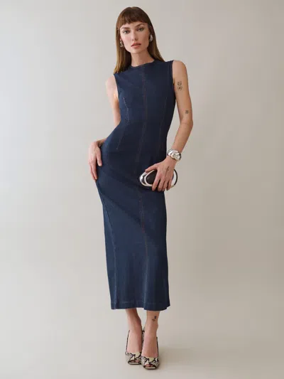 Reformation Kendi Denim Midi Dress In Reservoir