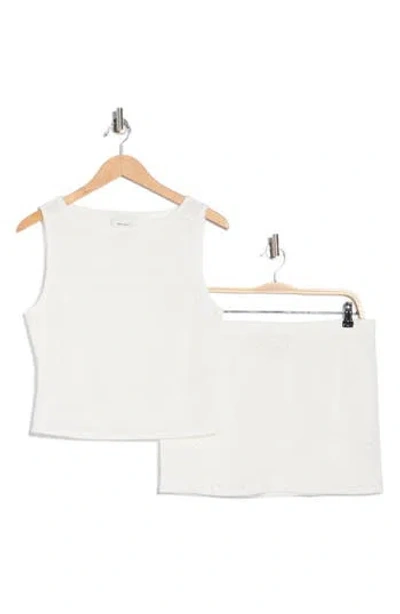 Reformation Kenna Knit Lace Tank & Miniskirt Set In White
