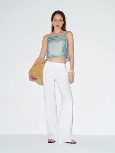 Reformation Kerri Linen Top Blue Xs In Orange