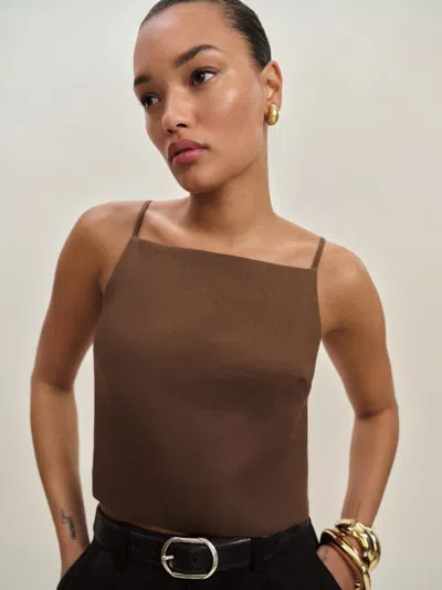 Reformation Kerri Linen Top In Chocolate Cake