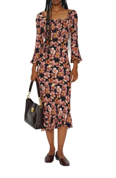 REFORMATION REFORMATION KILEY FLORAL PRINT MIDI DRESS