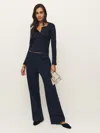 Reformation Kira Wide Leg Sweatpant In Midnight