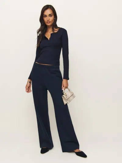 Reformation Kira Wide Leg Sweatpant In Midnight