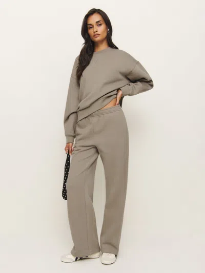 Reformation Kira Wide Leg Sweatpant In Taupe