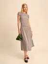 Reformation Womens Remy Check Kiria Shirred-bodice Check Woven Midi Dress In Neutral