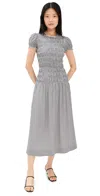 Reformation Womens Remy Check Kiria Shirred-bodice Check Woven Midi Dress In Neutral