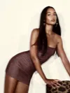 Reformation Kitty Knit Dress In Bronze Sparkle