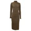 Reformation Knitted Turtleneck Midi Dress In Brown Cashmere In Brown