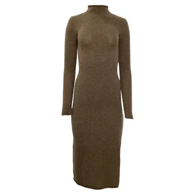 Reformation Knitted Turtleneck Midi Dress In Brown Cashmere