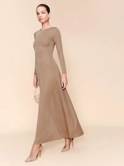 Reformation Kori Knit Dress In Beige Sparkle