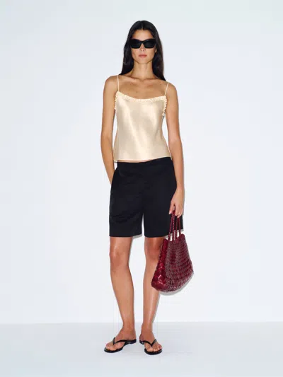 Reformation Kristen Silk Top Ivory Xs In White