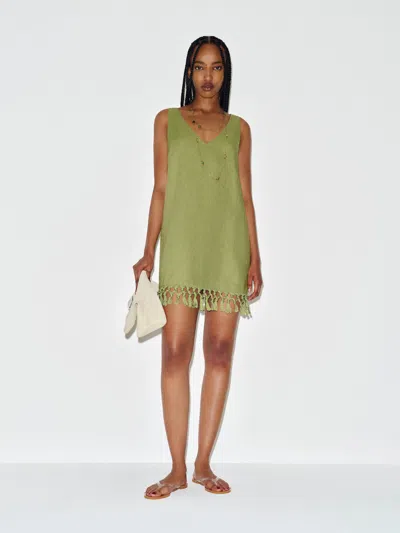 Reformation Kuini Linen Dress Green Bean Large