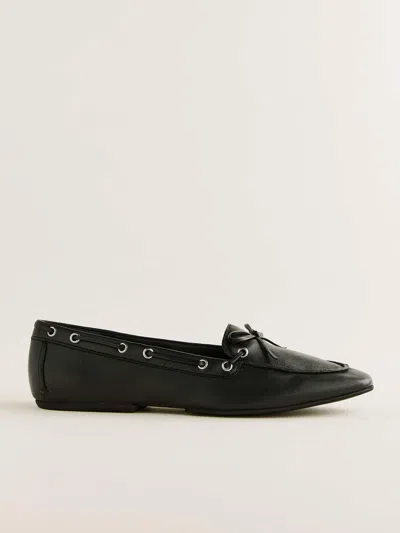 Reformation Kyla Boat Shoe In Black Leather