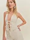 Reformation Kyleigh Denim Halter Top