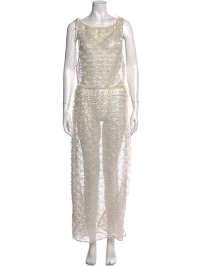Pre-owned Reformation Lace Long Dress In Neutral