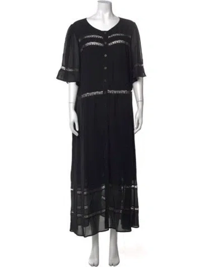 Pre-owned Reformation Lace Pattern Long Dress In Black
