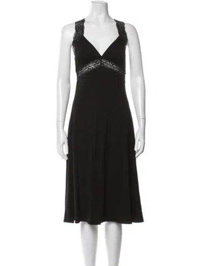 Pre-owned Reformation Lace Pattern Midi Length Dress In Black