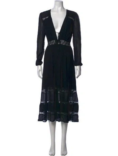 Pre-owned Reformation Lace Pattern Midi Length Dress In Black