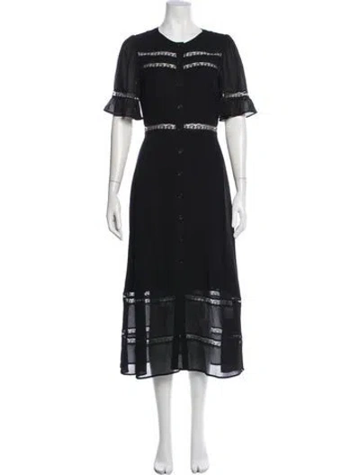 Pre-owned Reformation Lace Pattern Midi Length Dress In Black