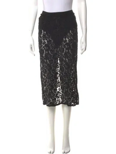 Pre-owned Reformation Lace Pattern Midi Length Skirt In Black