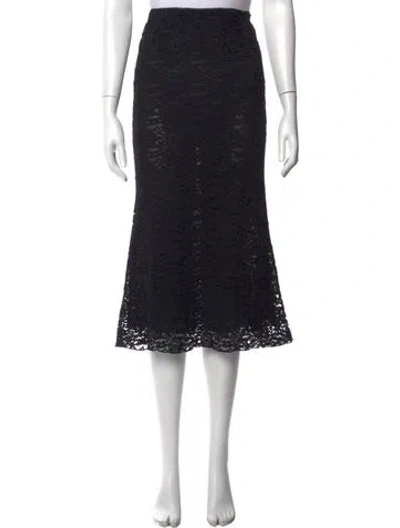 Pre-owned Reformation Lace Pattern Midi Length Skirt In Black