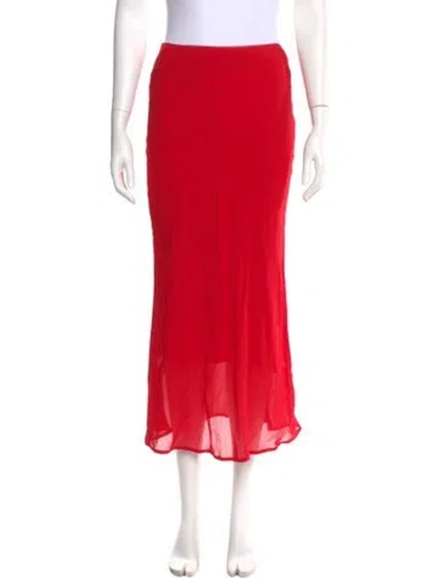 Pre-owned Reformation Lace Trim Embellishment Midi Length Skirt In Red
