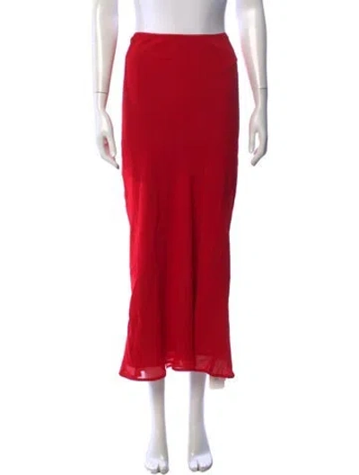 Pre-owned Reformation Lace Trim Embellishment Midi Length Skirt In Red