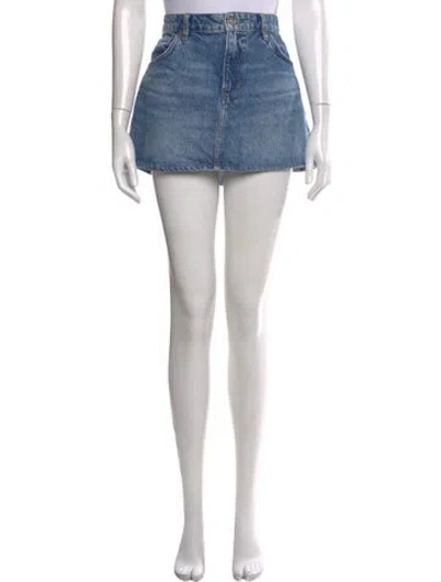 Pre-owned Reformation Lace Trim Embellishment Mini Skirt In Blue