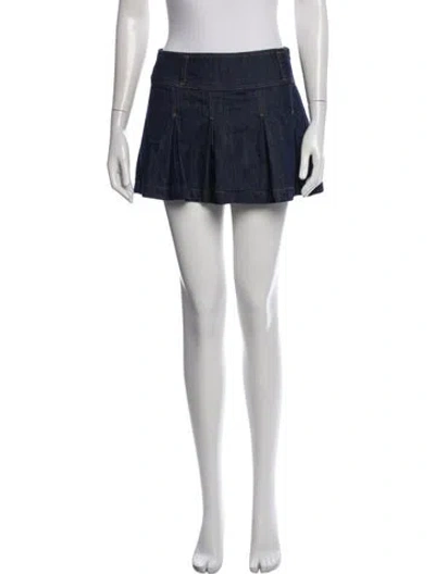 Pre-owned Reformation Lace Trim Embellishment Mini Skirt In Blue