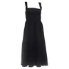 Reformation Lace-trimmed Sleeveless Midi Dress In Black Linen In Black