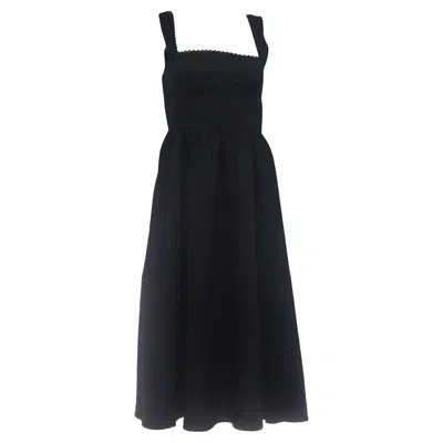 Reformation Lace-trimmed Sleeveless Midi Dress In Black Linen