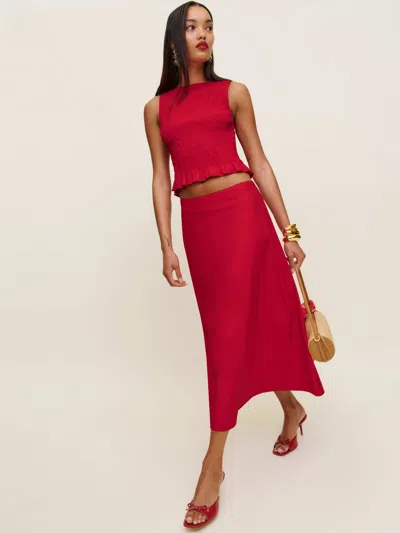 Reformation Laguna Two Piece In Lipstick