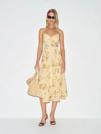 Reformation Laia Dress Yellow Lace 10 In Neutral