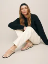 Reformation Lake Flat Sandal In Almond Leather