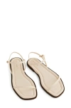 Reformation Lake Flat Sandal In Almond Leather