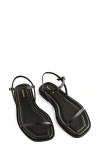 Reformation Lake Flat Sandal In Black Leather