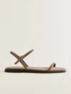 Reformation Lake Flat Sandals Walnut Leather In Grey