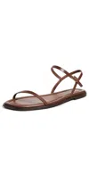 Reformation Lake Flat Sandals Walnut Leather In Walnut Leather