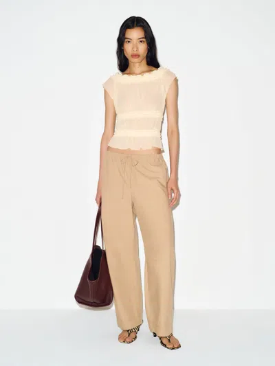 Reformation Laken Knit Top Ivory Xs In Brown