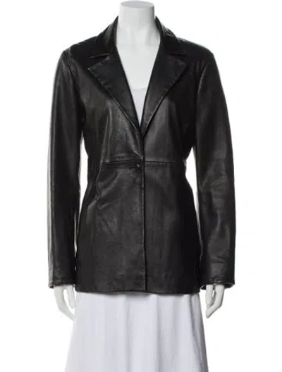 Pre-owned Reformation Lamb Leather Blazer In Black