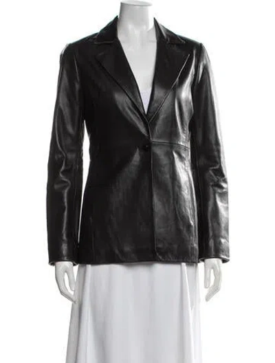 Pre-owned Reformation Lamb Leather Blazer In Black