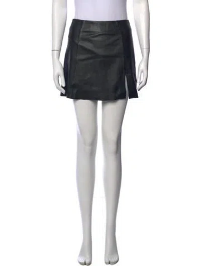 Pre-owned Reformation Lamb Leather Mini Skirt In Black