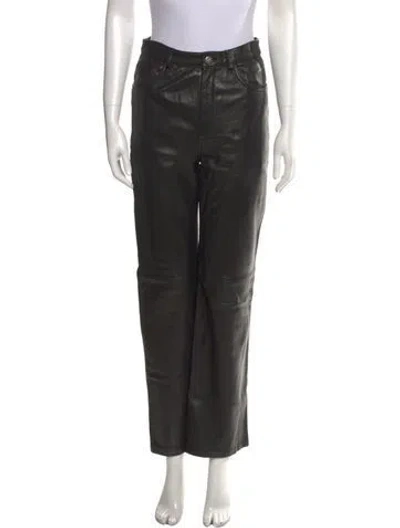 Pre-owned Reformation Lamb Leather Wide Leg Pants W/ Tags In Black