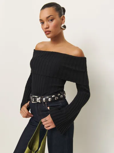 Reformation Lana Cashmere Blend Jumper In Black