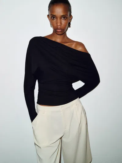 Reformation Landon Knit Top Black Large