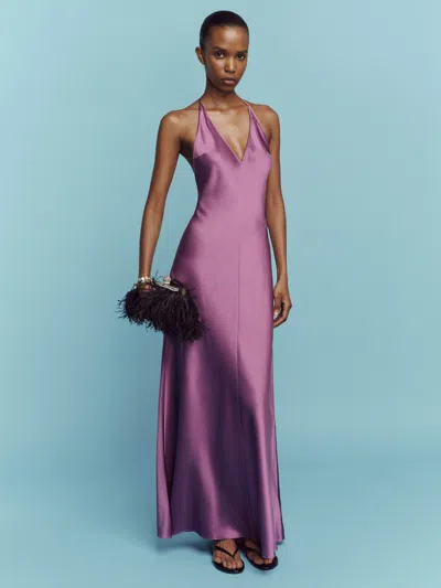 Reformation Lara Silk Dress Purple Medium